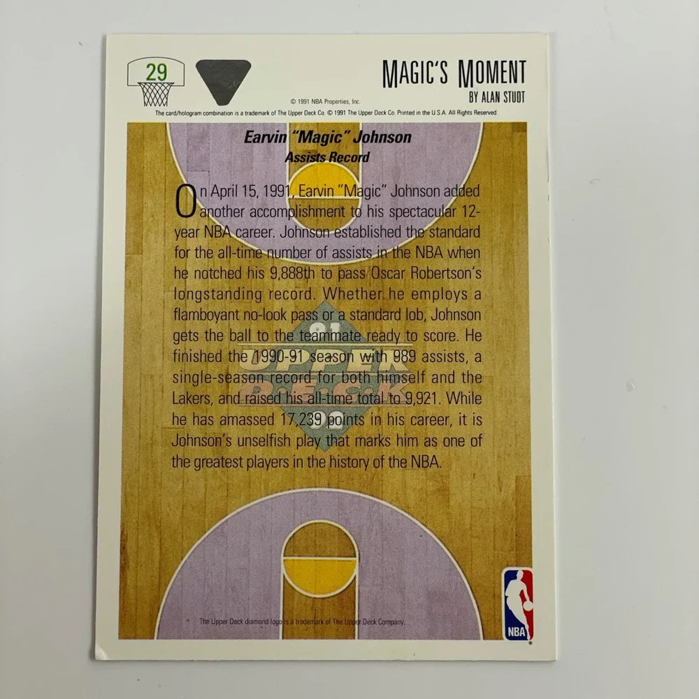 1991 Upper Deck Magic Johnson Lakers Magics Moment 29 Basketball Card
